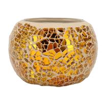 Mosaic Candle Holder Glass Candle Holder Gold Romantic Ambience Practical Beautiful Exquisite for Dining Table Decoration
