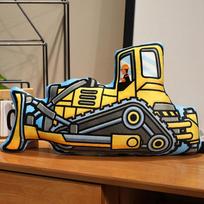 Fun Construction Plush Toys Cartoon Bulldozer Excavator Truck Stuffed Doll Soft Hug Pillow Chair Cushion Gift Kids Boys Playtime 40cm