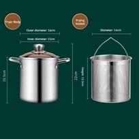 JUSTINLAU 3L Deep Fryer Pot Double Ear Fried Soup Pot Stainless Steel Deep Fryer with Filter Basket Induction Cooker Universal