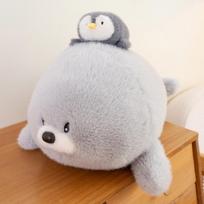 50cm Seal Back Penguin Plush Toys Stuffed Dolls Simulation Sea Lion Plush Toys Seal Pillow Home Decor Sofa Cushion Girl Gifts 50cm pilka spalva