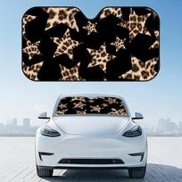 Leopard Print Sun Visor Reusable Aluminum Foil UV Protector Heat Three-layer Insulation Windshield Sunshades