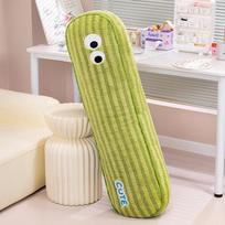 Dopamine Big Eyes Long Bolster Pillow: Washable Girly Back Support Cushion for Bedside & Sofa 90cm length, 13cm thick, 1.25kg žalia