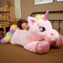 1 vnt. 45/60/80/100 cm Kawaii milžiniškas vienaragis pliušinis žaislas minkšta kimšta pliušinė lėlė spalvingi arklio žaislai vaikams mergaitėms gimtadienio dovanos 45cm rožinė