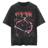 Maki Zenin T Shirt Jujutsu Kaisen Anime Men Vintage Acid Wash Oversized Cotton Streetwear Cursed Tool Graphic Tees 2026 M