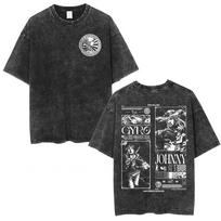 Anime Jojo Bizarre Adventure Giorno Giovanna Washed Vintage Tshirt Men Women Manga Retro Oversized T Shirt Male Cotton Tshirts 2XL