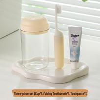 Portable Travel Toiletry Set: Folding Toothbrush, Toothpaste, Mouthwash Cup - Essential for Trips