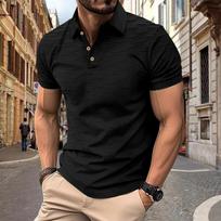 Men's Shirts Casual Summer Short Sleeve Golf Shirt L juoda