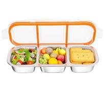3 Compartment Stainless Steel Bentos Box 600ml Dishwasher Safe Leak Proof Food Storage Container For Travel Work School 1