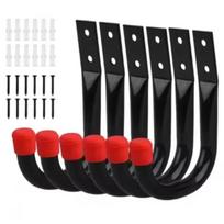 6PCS/Set J-Type Bike Wall Mount Hooks Anti-Slip Rubber Coating Bike Parking Hanger  Tool Holder raudona