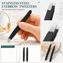 Stainless Eyebrow Tweezers for Precision Hair Removal, Slant Tip Tweezer for Shaping Brows one size juoda