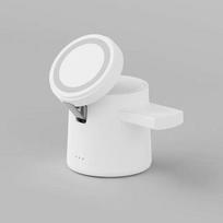 3 viename sulankstomas magnetinis belaidis įkroviklis 3 stoties doko greitojo įkroviklio laikiklio stovas, skirtas iPhone 16 15 14 13 Pro Max IWatch AirPods balta