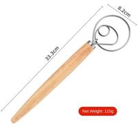 Large Hand Danish Dough Whisk Bread Mixer Stainless Steel Cake Pastry Dough Mixer Stick Egg Beater Kitchen Baking Blender Tools