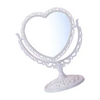 Stalo veidrodis, dvipusis besisukantis kosmetinis veidrodis miegamojo stalui Heart Beige