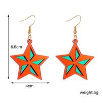 Acrylic Christmas Mirror Pentagram Earrings with Exaggerated Personality and European and American Fashion Earrings oranžinė
