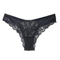 Half Hip Comfortable and Sexy Thong Panties Hot Lace Low Waist Triangle Women's Panties M juoda