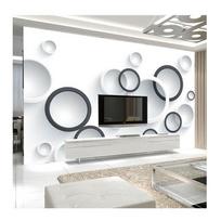 3D Stereo Freskos Tapetai Modernūs Juodai Balti Apskritimai Foto Sienų Popierius Biuras Studija 3D Kambario Peizažo Tapetai 200 cm(W) x 140 cm(H)