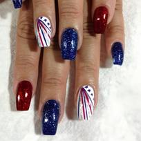 Independence Day Press on Nail Almond False Nail Full Cover Artificial NaiL Acrylic Nail Stick On Nail for Women 24Pcs 1