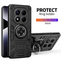 Dėklas For Redmi Note 14 Pro /+ 14C Note 14 Šarvuotas Atsparus smūgiams Laikiklis su žiedu Korpusas Coque Fundas For Redmi 15 A5 15C 171MM Global Redmi 15 5G (171mm) juoda