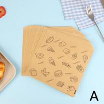 50Pcs Cartoon Square Wax Paper Sandwiches Burgers Fries Fried Wrappers Bags Waxed Paper Food Packing Pouches Outdoor Tableware