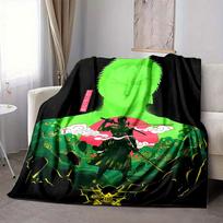 1pc One Piece Roronoa Zoro Cozy Print Blanket Lightweight Warm Flannel Throw Blanket For Sofa, Bed, Living Room 80x120cm