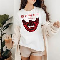Ghost of Yotei Pattern Printed Tshirt for Womens SpringSummer Fashion Trend Pure Cotton Top Neutral Short Sleeve Tshirt S