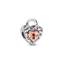 Pandora dviejų tonų širdies formos spynos pakabukas moterims Sidabrinis 782505C00 Silver,F