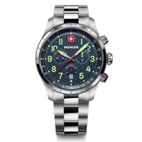WENGER TERRAGRAPH CHRONO Chronograph Stainless Steel Case Blue Stainless Steel Quartz 100m Water Terragraph Men's Watch, (316L), Dial, Bracelet,