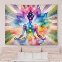 Chakra Mandala Tapestry Rainbow Spiritual Yoga Meditation Room Decor Boho Wall Hanging VIKAMA 74x94cm(29x37in)