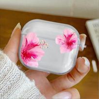 Pink Hibiscus Flower Earphone Case for Airpods 4th 3rd 2 Pro 3 2 Shockproof Cover for Airpod 2 3 1 Protective Accessorie Shell Airpods 1st 2nd