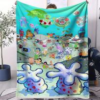 SpongeBob: Lively&Vibrant All-Character Group Portrait Print Blanket Soft Multifunctional Decortive Universal Throw Blanket Gift 75cmx90cm