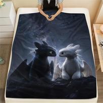 How to Train Your Dragon Toothless & Light Fury (2) Blanket, HTTYD Fan Soft Throw, Great Gift.chl 75x90cm