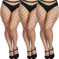 Didelio dydžio tinklelinės pėdkelnės moterims - 3 poros seksualios tinklelinės pėdkelnės, Helovino tinklelinės pėdkelnės, Gotikiniai drabužiai One Size