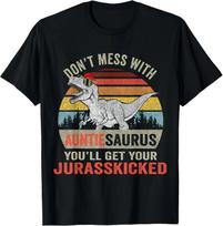 Dont Mess with Auntiesaurus T Rex Dino Auntie Dinosaur Women T-Shirt 3XL