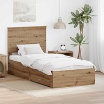 Storage Bed Frame with Headboard Artisan Oak 90 x 190 cm Wood Based Panel