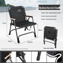 Kermit Quilted Folding Beach Chair with Beech Wood Armrests
