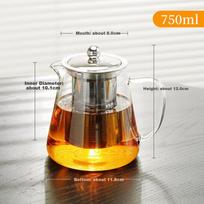 Yaji Teapot with 304 Stainless Steel Inner Liner, Three-Piece Design, High Borosilicate Glass, Heat-Resistant, for Brewing Tea, Kung Fu Tea Pot, 750ml