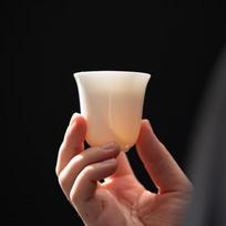 Sushitaoci Jade White Porcelain Kung Fu Tea Cups with Fragrance Cup, Ceramic Tasting Cups, Set of 6 (Simple Packaging) J0930