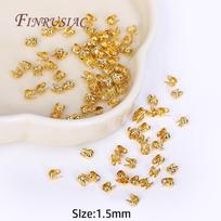 Jewelry Connector Clip Clasp Fittings Components 18K Gold Plated Ball Chain End Connector Crimp Bead Tip Knot Cover 50pcs