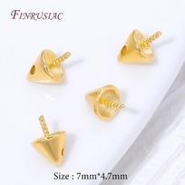 18K Gold Plated Cone Screw Pearl Bail Pendant Findings For Half Drilled Beads DIY Jewelry Making Accessories 5 pieces