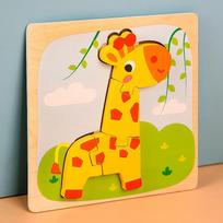 3D Wooden Puzzle Cartoon Animals Cognitive Jigsaw Puzzle Montessori Toy Early Learning Educational Toys For Children Best Gifts žirafa