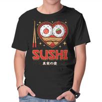 Unisex Crew Neck T-Shirt I Love Sushi Graphic Short Sleeve Casual Tee XXL