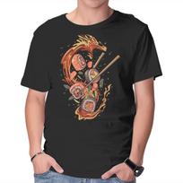 Unisex Crew Neck T-Shirt Sushi Roll Dragon Graphic Short Sleeve Casual Tee S