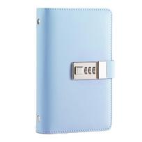 Anti-splash Water Cash Budget Ledger Solid Color Leather Password Savings Book  Kids šviesiai mėlyna spalva