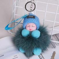 Plush Doll Keychain with Soft Pom Pom Fur Ball and Knit Hat Sleepy Doll Bag Charm Pendant Accessory for Keys and Backpacks One Size balta