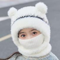Knitted Baby Toddler Windproof Warm Pom Pom Beanie Hat with Neck Cover Soft Stretchy Infant Winter Cap for Boys and Girls One Size balta
