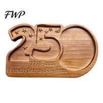 Natural Wood Cheese Board Wooden Charcuterie Tray, 250th Anniversary Patriotic Serving Platter Flag Engraved Plate for Salami Snacks, Durable Kitchen