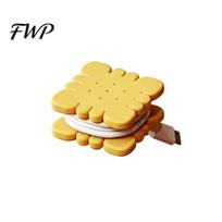 Soft Cable Management Organizer Biscuit Shape with Tool-Free Rotating Design Holder Compact Clutter Remover Portable Desktop Wire for Charging S geltona