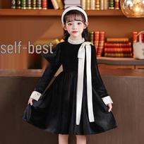 Girls' Luxurious Autumn/Winter Princess Dress 2026 - Elegant Street-Style Outfit 160 cm