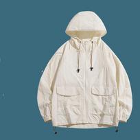 Breathable Quick-Dry Sun Protective Clothing Hooded Pocket Design Outdoor Sunblock Jacke S beveik baltos spalvos
