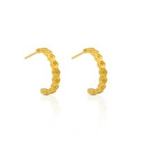 Chris April 925 Sterling Silver Gold Plated Honeycomb C-shape Hoop Earrings for Women auksas